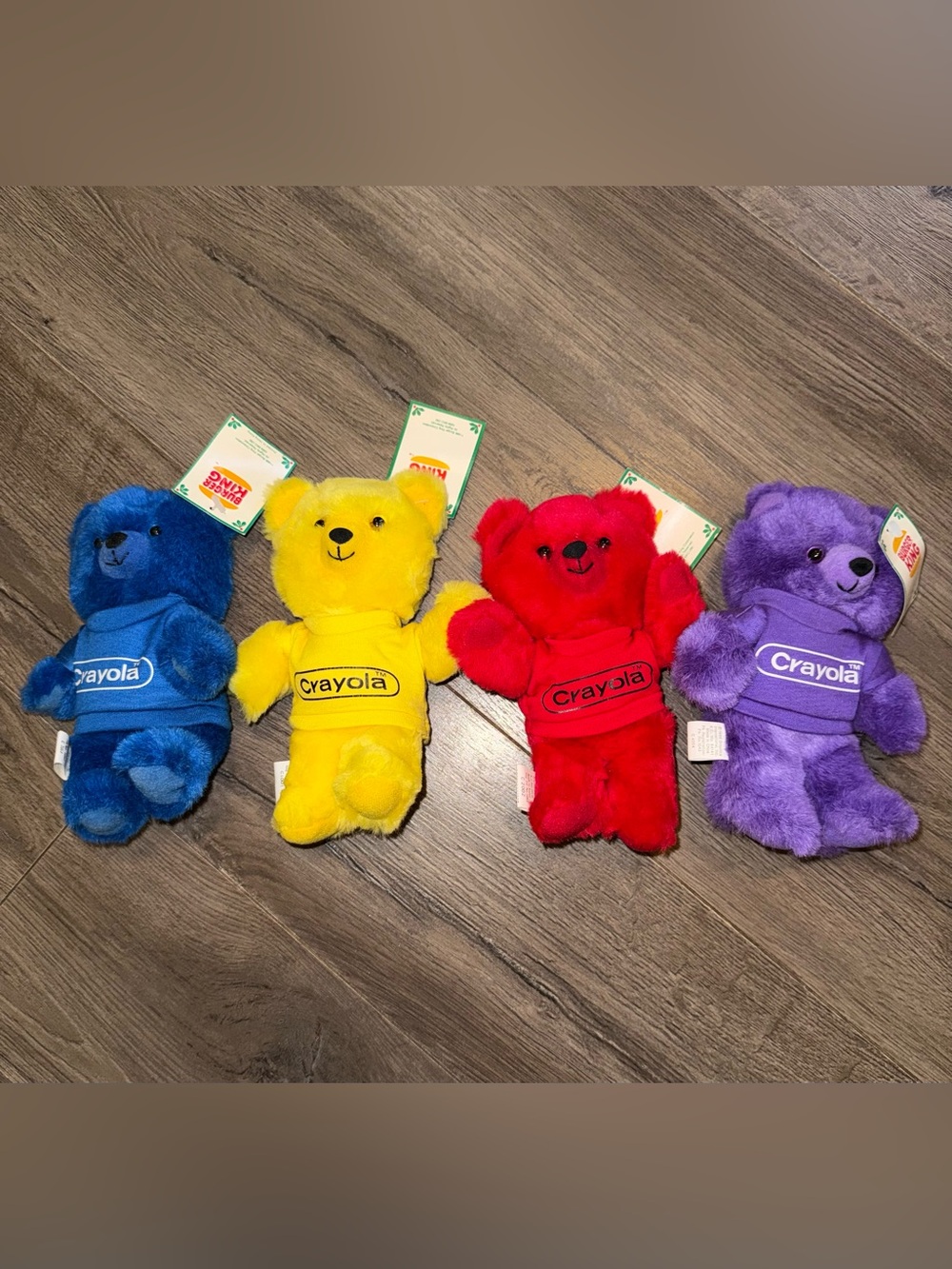 Lot of 4 Vintage Crayola Crayons Plush Bears 1986 Burger King With Tags